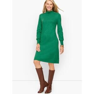 Talbots Women's Cozy Mock Neck Pullover Sweater Dress Size XL‎ Petite Green